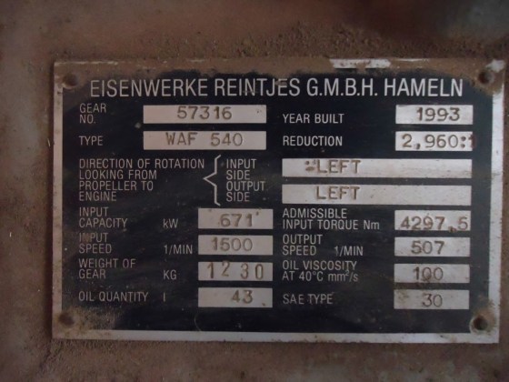 Gearbox REINTJES WAV 540 L